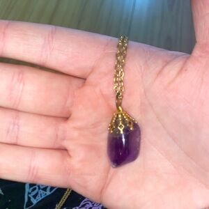 Gold and Purple Pendant Necklace